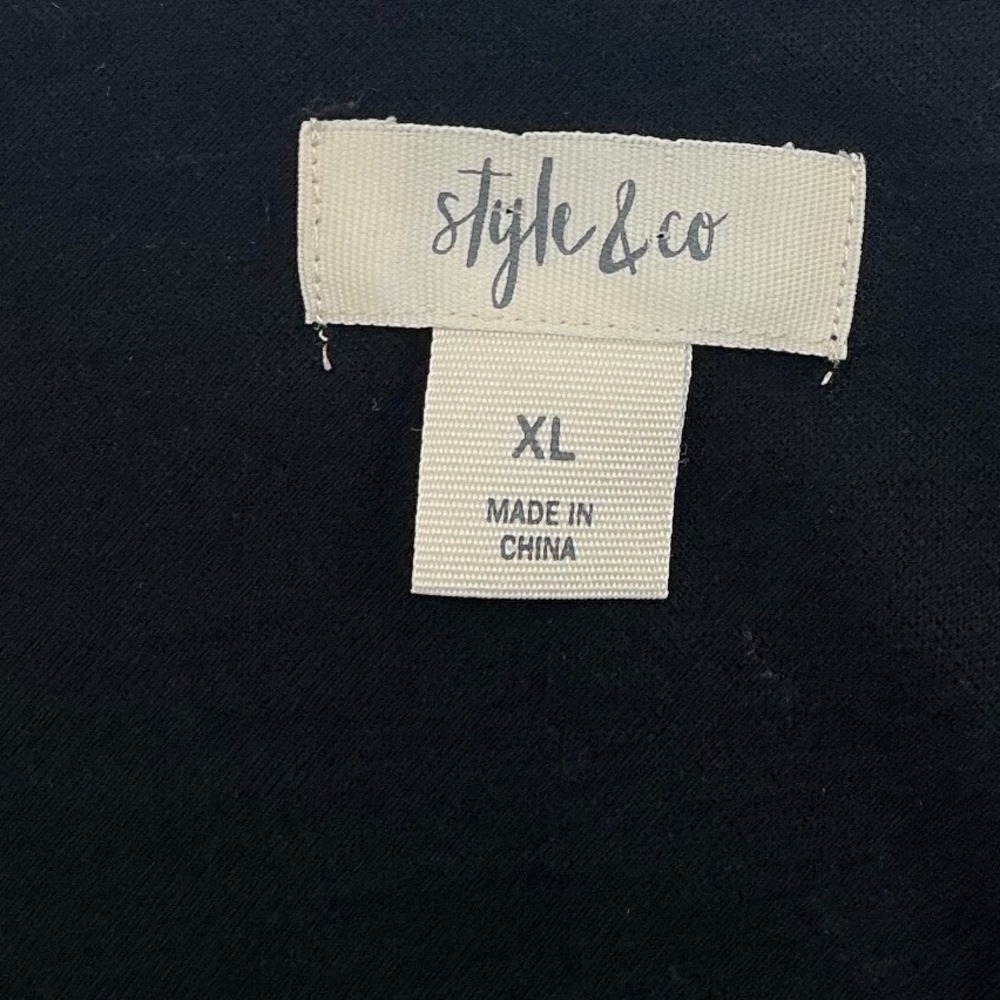 Style & Co Womens XL Black Floral Embroidered Mesh Boho Bell Sleeve Top Blouse - Picture 5 of 10